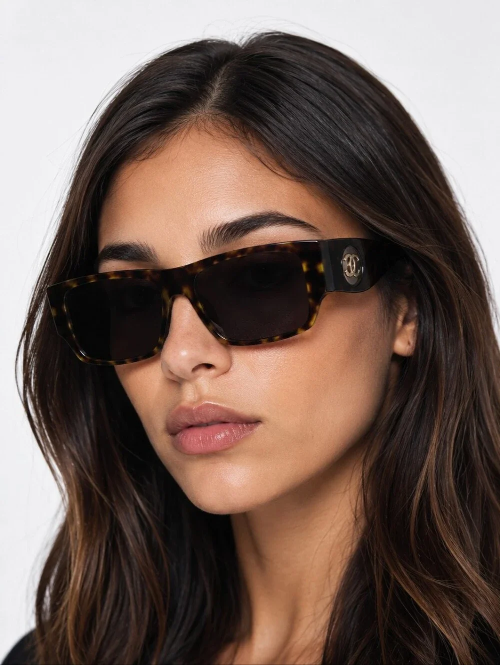 Chanel Square Dark Tortoise Women's Sunglasses 5549 with Case and Cloth